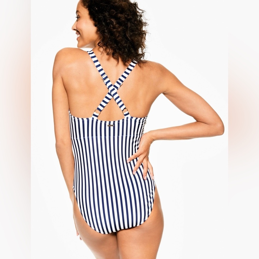 Talbots Cabana Life Crossover One Piece Nautical Strip XL - Picture 3 of 12